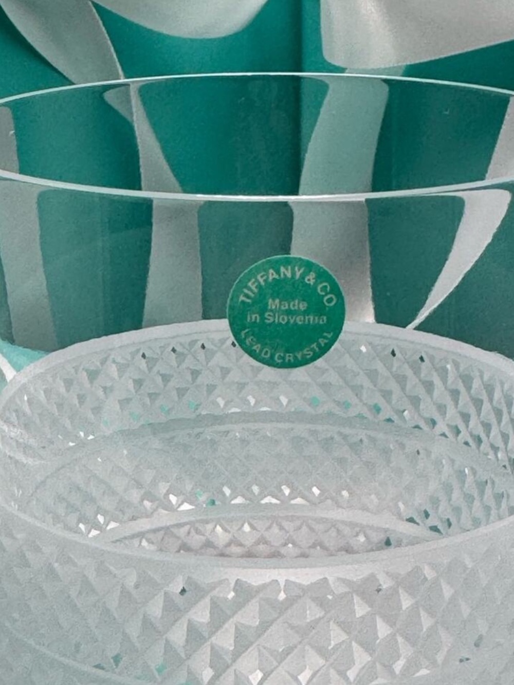 NEW - Tiffany & Co. Diamond Point Lead Crystal Glass One Double Old Fashioned 4” - Picture 4 of 10